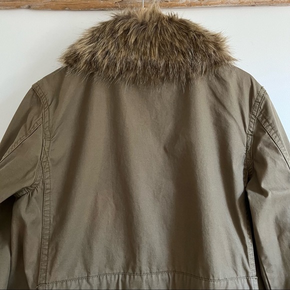 Anthropologie Faux Fur-Trimmed Field Parka Olive Green Jacket Women’s Medium - Picture 11 of 16